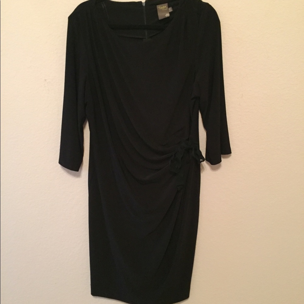 Plus Size Taylor 3/4 Sleeve Black Draped Dress